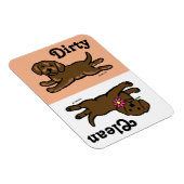 Chocolade Labrador Puppy Clean/Dirty Magneet (Rechterzijde)