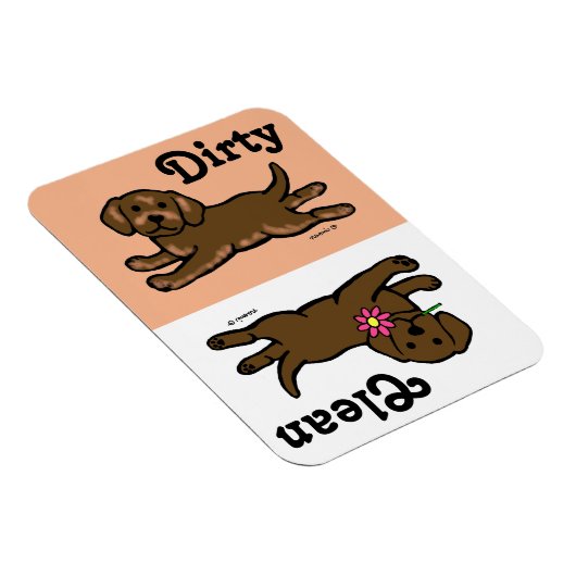 Chocolade Labrador Puppy Clean/Dirty Magneet (Rechterzijde)