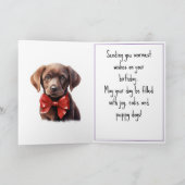 Chocolade Labrador Puppy Dog Verjaardag Kaart (Binnen)