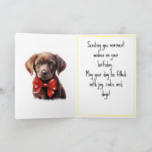 Chocolade Labrador Puppy Dog Verjaardagsnaam Kaart (Binnen)