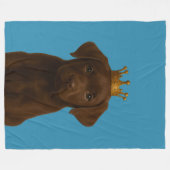 Chocolade Labrador Puppy in Gouden Kroon Schattige Fleece Deken (Voorkant (Horizontaal))