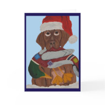 Chocolade Labrador Puppy in Kerstman Hoed & eend s