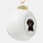 Chocolade Labrador Puppy Keramische Bal Ornament (Links)