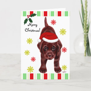 Chocolade Labrador Puppy & kerstmis Feestdagen Kaart