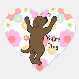 Chocolade Labrador Puppy knuffel Cartoon Bloemen Hart Sticker