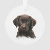 Chocolade Labrador Puppy Ornament (achterkant)