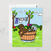 Chocolade Labrador Puppy Pool Briefkaart (Voorkant / Achterkant)
