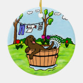 Chocolade Labrador Puppy Pool Keramisch Ornament (Achterkant)