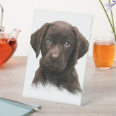 Chocolade Labrador Puppy Reclamebord Met Voetstuk (Insitu)