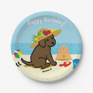 Chocolade Labrador Puppy Straw Pet Birthday Papieren Bordje