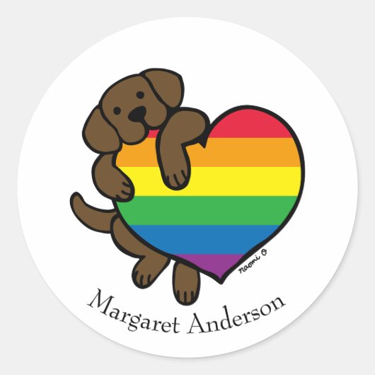 Chocolade Labrador Rainbow Pride Ronde Sticker (Voorkant)