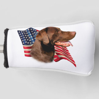 Chocolade Labrador Retriever Amerikaanse vlag Golfheadcover