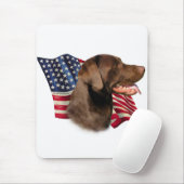 Chocolade Labrador Retriever Amerikaanse vlag Muismat (Met muis)