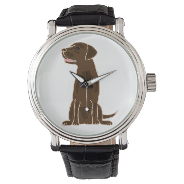 Chocolade Labrador Retriever Art Watch Horloge (Voorkant)