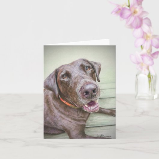 Chocolade Labrador retriever blanco briefkaart (Orchidee)