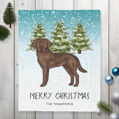 Chocolade Labrador Retriever Blauwe besneeuwde Ker Fleece Deken