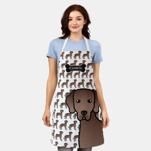 Chocolade Labrador Retriever Cartoon Dog & Name Schort