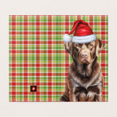 Chocolade Labrador Retriever Dog Plaid Vakantie Kaart (Buitenkant ongevouwen)