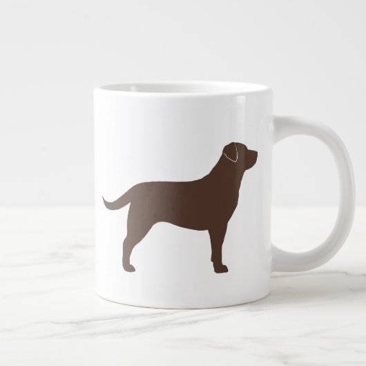 Chocolade Labrador Retriever Dog Silhouettes Extra Grote Mok (Rechts)