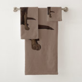 Chocolade Labrador Retriever Dog Sitting Bad Handdoek (Insitu)