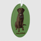 Chocolade Labrador Retriever Dog Sitting Ornament (voorkant)