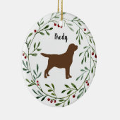 Chocolade Labrador Retriever - Eend Hond - Bruine  Keramisch Ornament (Rechts)