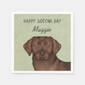 Chocolade Labrador Retriever Happy Gotcha Day Servet (Voorkant)