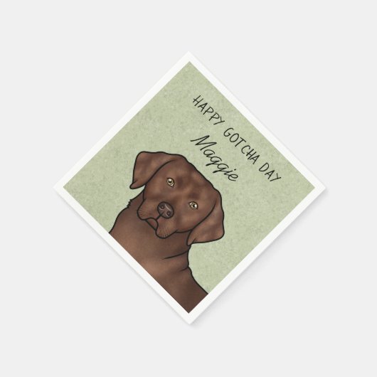 Chocolade Labrador Retriever Happy Gotcha Day Servet (Hoek)