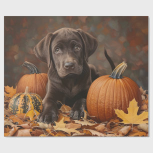 Chocolade Labrador Retriever Herfst Decoupage Cadeaupapier