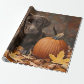 Chocolade Labrador Retriever Herfst Decoupage Cadeaupapier (Uitgerold)