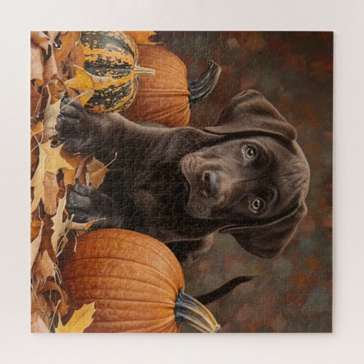 Chocolade Labrador Retriever Herfst Legpuzzel (Horizontaal)