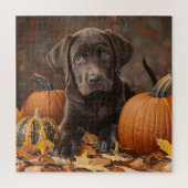 Chocolade Labrador Retriever Herfst Legpuzzel (Verticaal)