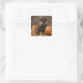 Chocolade Labrador Retriever Herfst Vierkante Sticker (Tas)