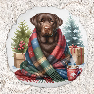 Chocolade Labrador Retriever Holiday Puppy Dog Rond Kussen
