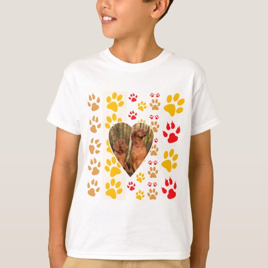 Chocolade Labrador Retriever Hond Hart Poot Print T-shirt (Voorkant)