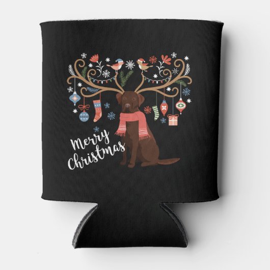 Chocolade Labrador Retriever Hond Kerstmis Blikjeskoeler (Voorkant)