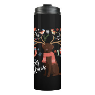 Chocolade Labrador Retriever Hond Kerstmis Thermosbeker