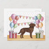 Chocolade Labrador Retriever Hond Kleurrijke Verja Briefkaart (Voorkant / Achterkant)