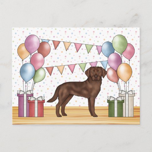 Chocolade Labrador Retriever Hond Kleurrijke Verja Briefkaart (Voorkant)