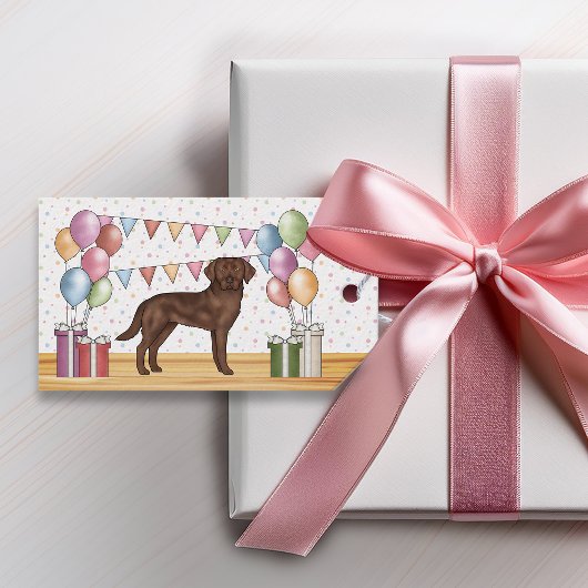 Chocolade Labrador Retriever Hond Kleurrijke Verja Cadeaulabel