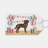 Chocolade Labrador Retriever Hond Kleurrijke Verja Cadeaulabel (Voorkant (Horizontaal))