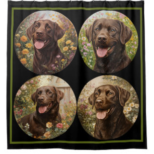 Chocolade Labrador Retriever Hond Zwart Groen Douchegordijn