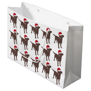 Chocolade Labrador Retriever in Red Santa Hat Large Cadeauzakje