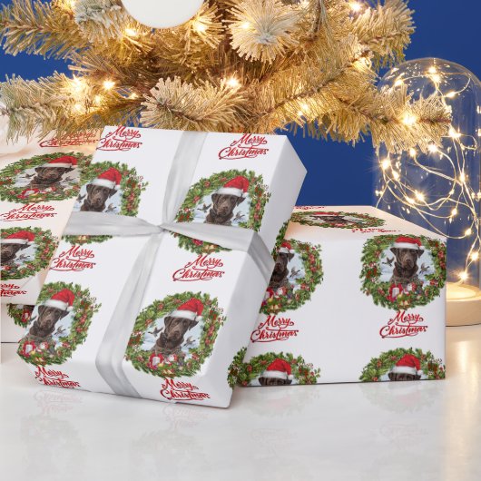 Chocolade Labrador Retriever, Kerstkrans Cadeaupapier (Feestdagen)