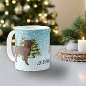 Chocolade Labrador Retriever Kerstmis Custom Name Koffiemok