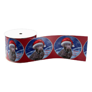 Chocolade Labrador Retriever Kerstmis Grosgrain Lint