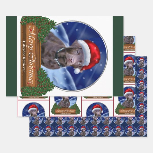 Chocolade Labrador Retriever Kerstmis Inpakpapier Vel (Set)