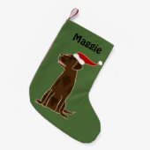 Chocolade Labrador Retriever kerststuring Kleine Kerstsok (Voorkant (Hangend))