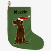 Chocolade Labrador Retriever kerststuring Kleine Kerstsok (Voorkant)