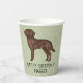 Chocolade Labrador Retriever Lab Happy Birthday Papieren Bekers (Voorkant)